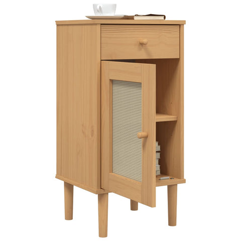 vidaXL Nachttisch SENJA Rattan-Look Braun 40x35x80cm Massivholz Kiefer