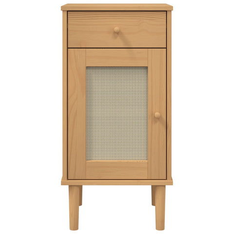 vidaXL Nachttisch SENJA Rattan-Look Braun 40x35x80cm Massivholz Kiefer