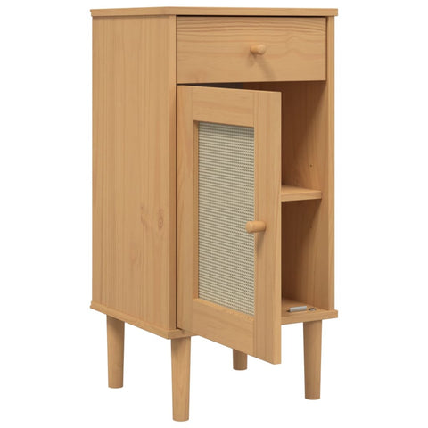 vidaXL Nachttisch SENJA Rattan-Look Braun 40x35x80cm Massivholz Kiefer