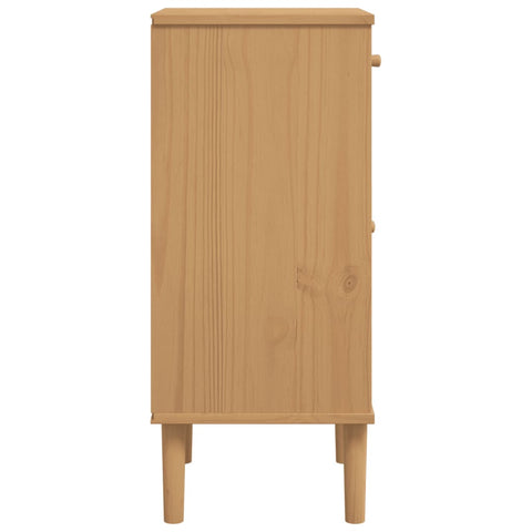 vidaXL Nachttisch SENJA Rattan-Look Braun 40x35x80cm Massivholz Kiefer