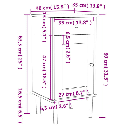 vidaXL Nachttisch SENJA Rattan-Look Braun 40x35x80cm Massivholz Kiefer