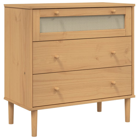 vidaXL Schubladenkommode SENJA Rattan-Look Braun 80x40x80 Kiefernholz