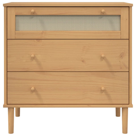 vidaXL Schubladenkommode SENJA Rattan-Look Braun 80x40x80 Kiefernholz