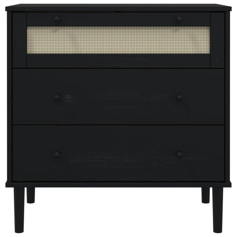 vidaXL Schubladenkommode SENJA Rattan-Look Schwarz 80x40x80 Kieferholz