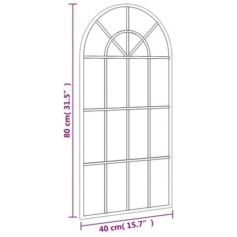 vidaXL Wandspiegel Schwarz 40x80 cm Gewölbt Eisen