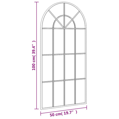 vidaXL Wandspiegel Schwarz 50x100 cm Gewölbt Eisen