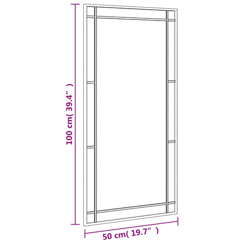 vidaXL Wandspiegel Schwarz 50x100 cm Rechteckig Eisen