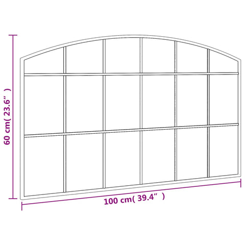vidaXL Wandspiegel Schwarz 100x60 cm Gewölbt Eisen