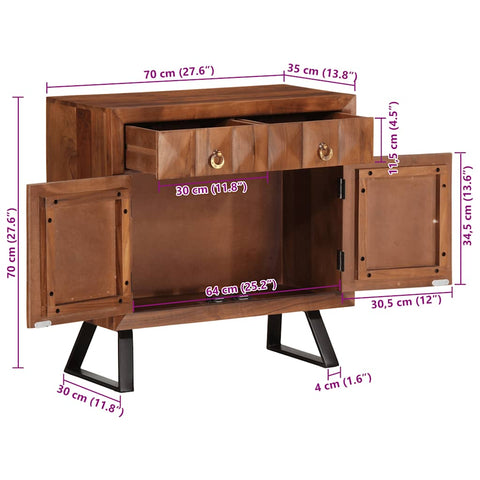 Schubladenschrank Honigbraun 70x35x70 cm Massivholz Akazie