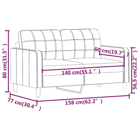 2-Sitzer-Sofa Weinrot 140 cm Stoff