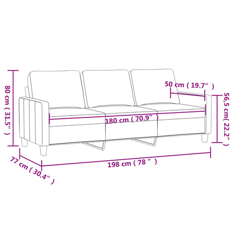 3-Sitzer-Sofa Grau 180 cm Kunstleder