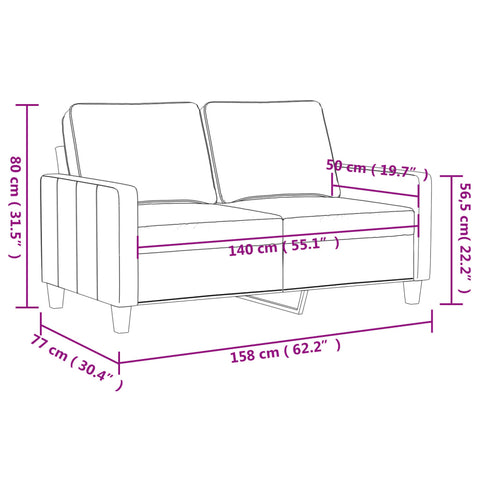 2-Sitzer-Sofa Taupe 140 cm Stoff