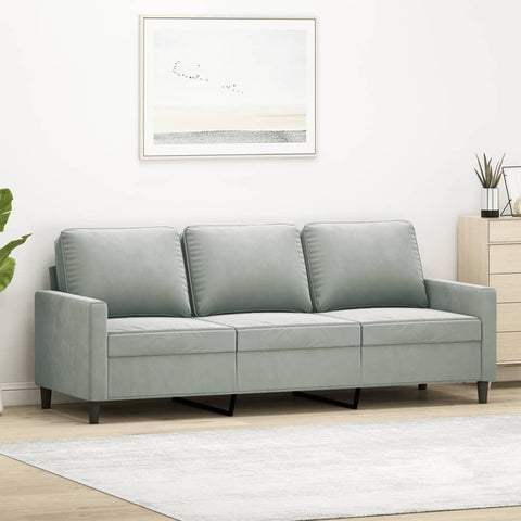 3-Sitzer-Sofa Hellgrau 180 cm Samt