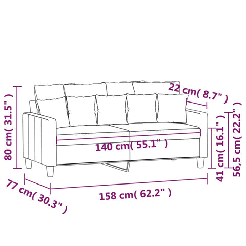 2-Sitzer-Sofa Schwarz 140 cm Stoff