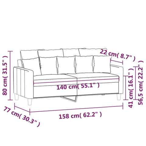 2-Sitzer-Sofa Blau 140 cm Samt