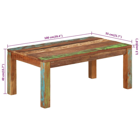 vidaXL Couchtisch 100x55x40 cm Massives Altholz