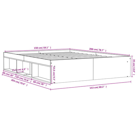 Bettgestell Braun Eichen-Optik 150x200 cm