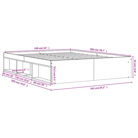 Bettgestell Braun Eichen-Optik 160x200 cm