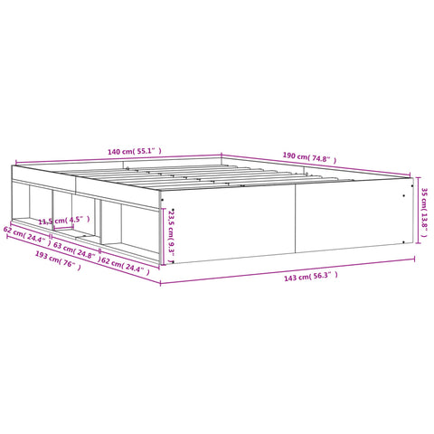 Bettgestell Braun Eichen-Optik 140x190 cm