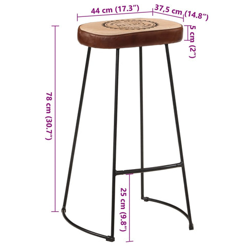 vidaXL Barhocker 2 Stk. Dunkelbraun 44x37,5x78 cm