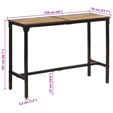 vidaXL Bartisch 150x55x107 cm Raues Massivholz Mango