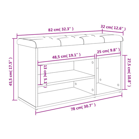 Schuhbank Betongrau 82x32x45,5 cm Holzwerkstoff