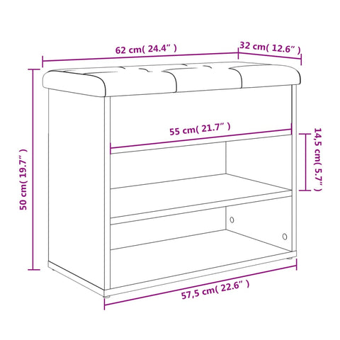 Schuhbank Weiß 62x32x50 cm Holzwerkstoff