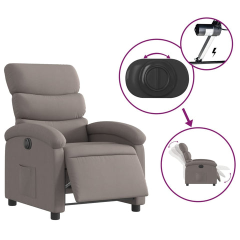 vidaXL Relaxsessel Elektrisch Taupe Stoff