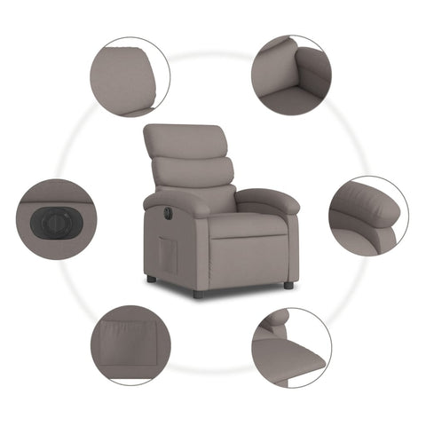 vidaXL Relaxsessel Elektrisch Taupe Stoff