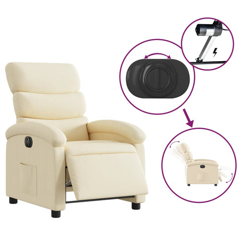 vidaXL Relaxsessel Elektrisch Creme Stoff