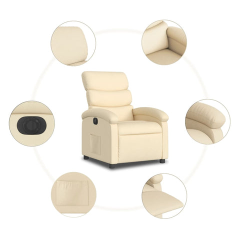 vidaXL Relaxsessel Elektrisch Creme Stoff