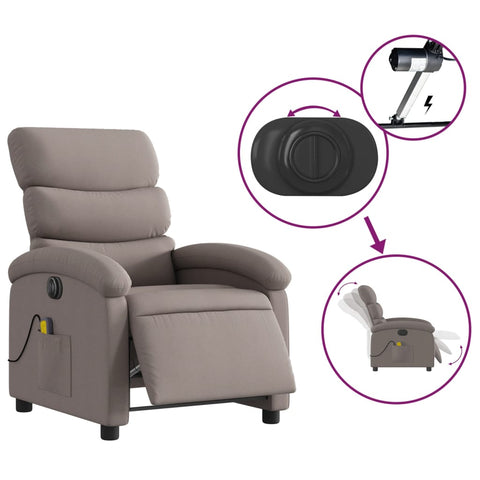 vidaXL Massagesessel Elektrisch Taupe Stoff