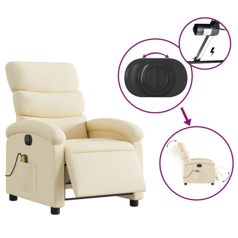 vidaXL Massagesessel Elektrisch Creme Stoff