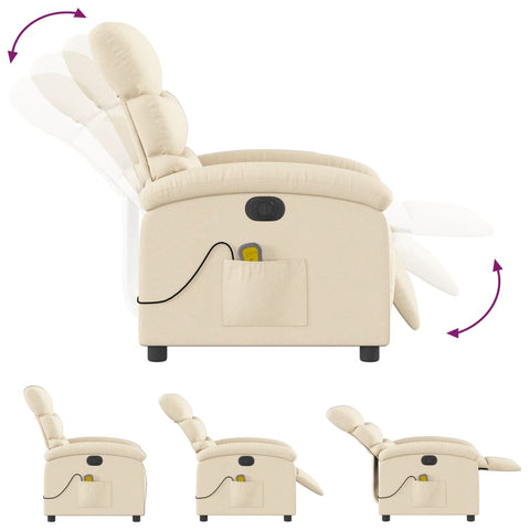 vidaXL Massagesessel Elektrisch Creme Stoff