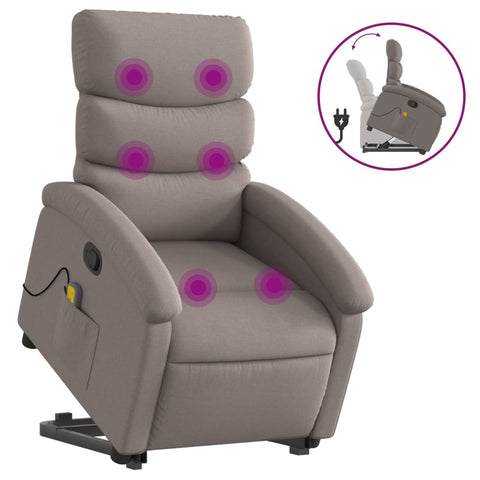 vidaXL Massagesessel mit Aufstehhilfe Taupe Stoff