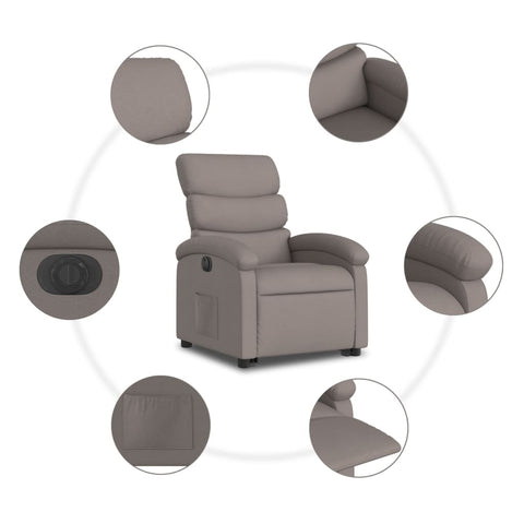 vidaXL Relaxsessel mit Aufstehhilfe Elektrisch Taupe Stoff