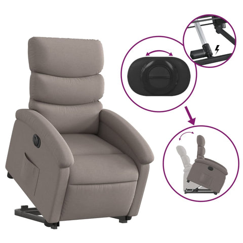 vidaXL Relaxsessel mit Aufstehhilfe Elektrisch Taupe Stoff