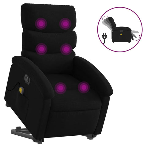 vidaXL Elektrischer Massagesessel mit Aufstehhilfe Schwarz Stoff