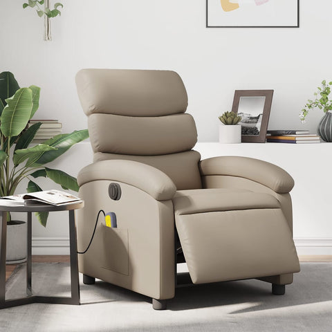 vidaXL Massagesessel Elektrisch Cappuccino-Braun Kunstleder