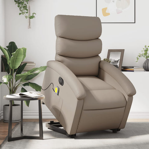 vidaXL Massagesessel mit Aufstehhilfe Elektrisch Cappuccino Kunstleder