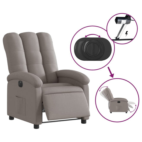 vidaXL Relaxsessel Elektrisch Taupe Stoff