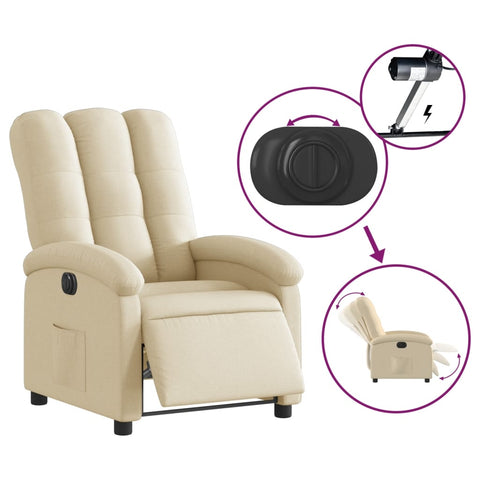 vidaXL Relaxsessel Elektrisch Creme Stoff