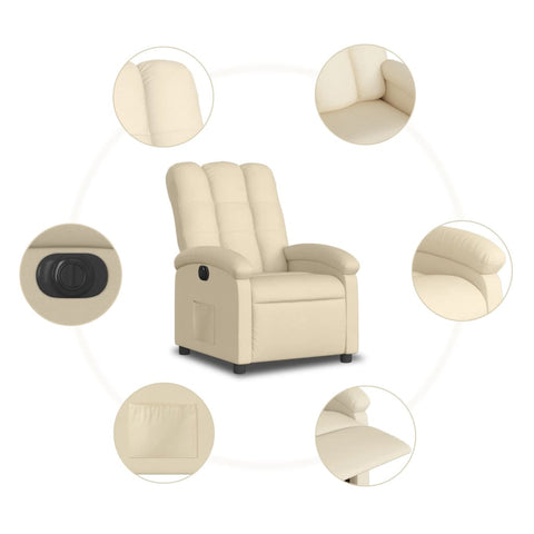 vidaXL Relaxsessel Elektrisch Creme Stoff