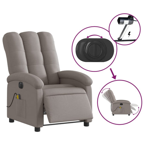 vidaXL Massagesessel Elektrisch Taupe Stoff