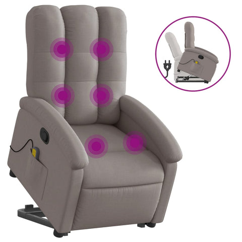 vidaXL Massagesessel mit Aufstehhilfe Taupe Stoff