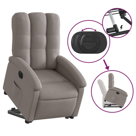 vidaXL Relaxsessel mit Aufstehhilfe Elektrisch Taupe Stoff