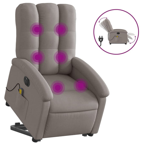 vidaXL Elektrischer Massagesessel mit Aufstehhilfe Taupe Stoff