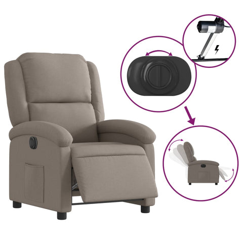 vidaXL Relaxsessel Elektrisch Taupe Stoff