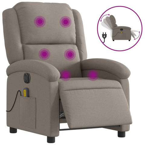 vidaXL Massagesessel Elektrisch Taupe Stoff