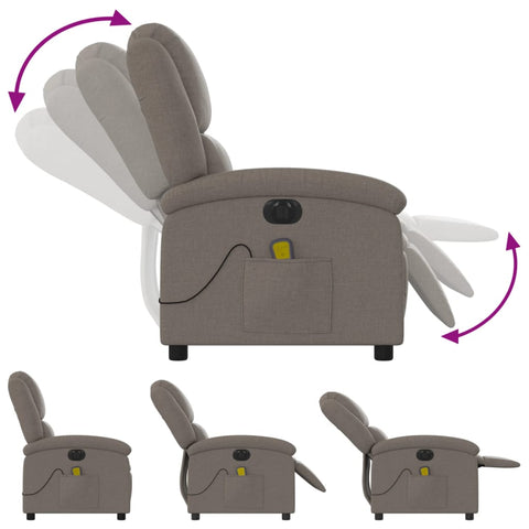 vidaXL Massagesessel Elektrisch Taupe Stoff